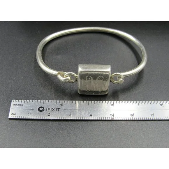 6 Inch Sterling Silver NMN Initials Heavy Bracelet - Picture 5 of 6